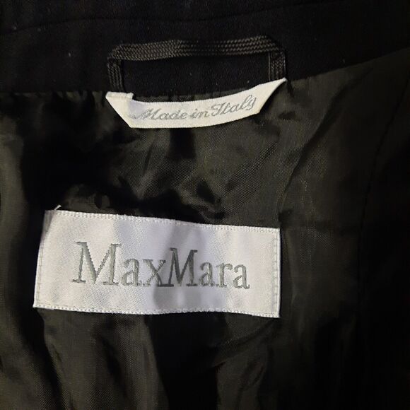 MaxMara Blazer Jacket Women Size 6 Black 100% Wool Button Front Office Corpcore - Picture 3 of 14